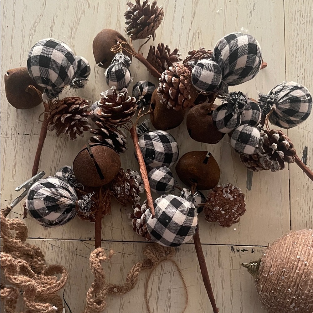 Rustic Farmhouse Holiday Ornament Set with Metal Accents - Picture 4 of 7